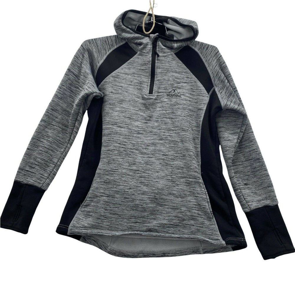 Renegade Club Montana Women’s Size L Grey Black 1/4 Zip Thumb Hole Sweatshirt